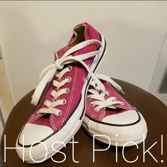 Converse Magenta Pink Sneaker Shoe Womens 7 Mens 5 Unisex Classic Cute EUC - Picture 1 of 10